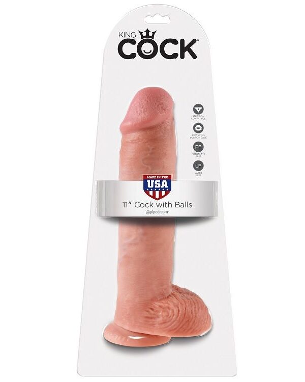 King Cock - 11" dildo munanditega nahatooni 28 cm