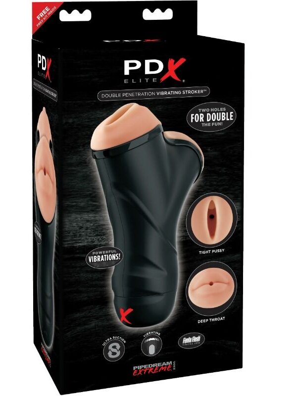 PDX Elite - Topeltpenetratsiooniga vibreeriv stroker