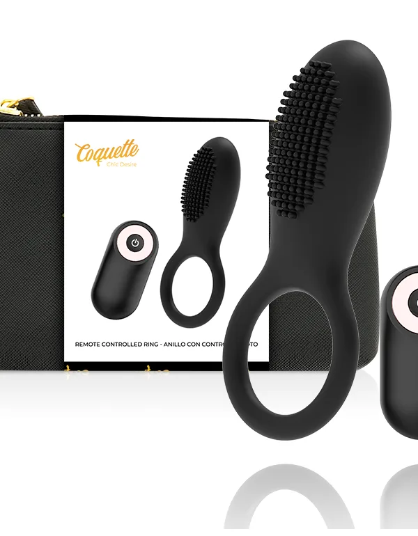 Coquette Chic Desire - Kaugjuhtimispuldiga laetav peeniserõngas must/kuldne
