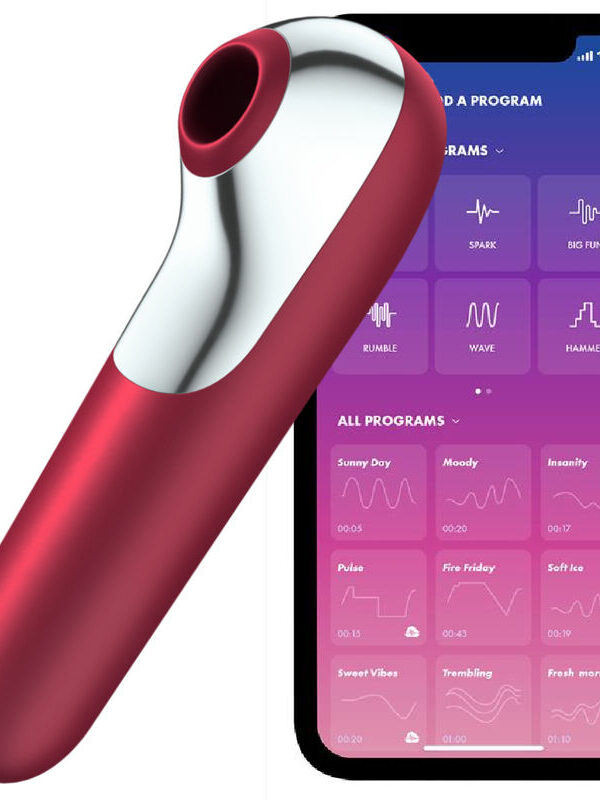 Satisfyer - Dual Love massaažiseade ja õhupulsi stimulaator punane