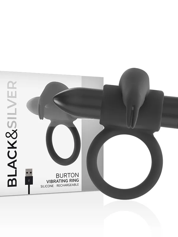Must&Silver - Burton rõngas 10 vibratsioonirežiimiga must