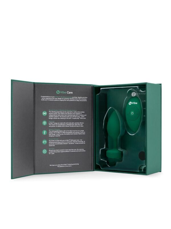 b-Vibe – Vibrating Jewel Plug M/L Emerald Green anaaltropp