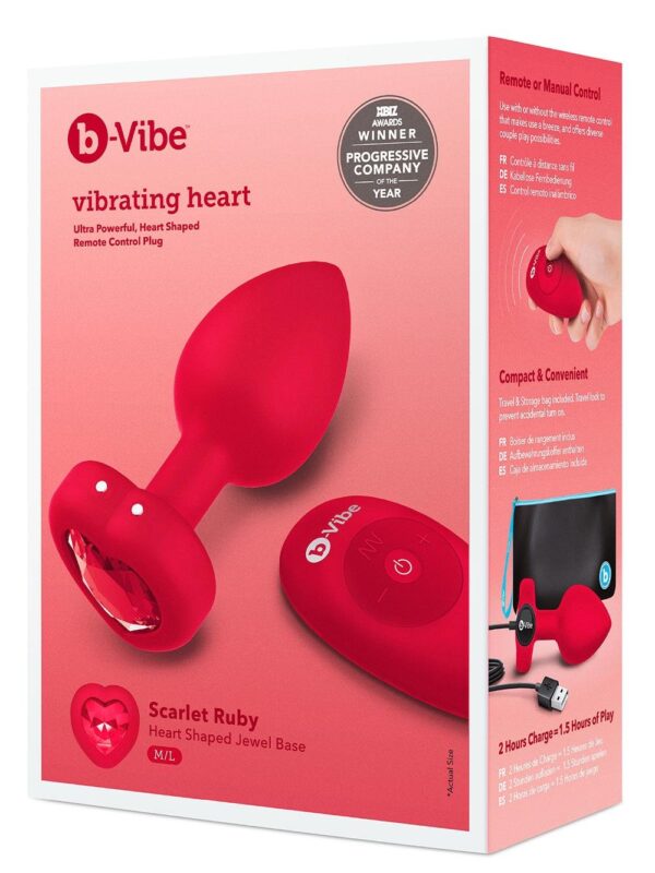 b-Vibe – Vibrating Heart Shape Jewel Plug M/L anaaltropp