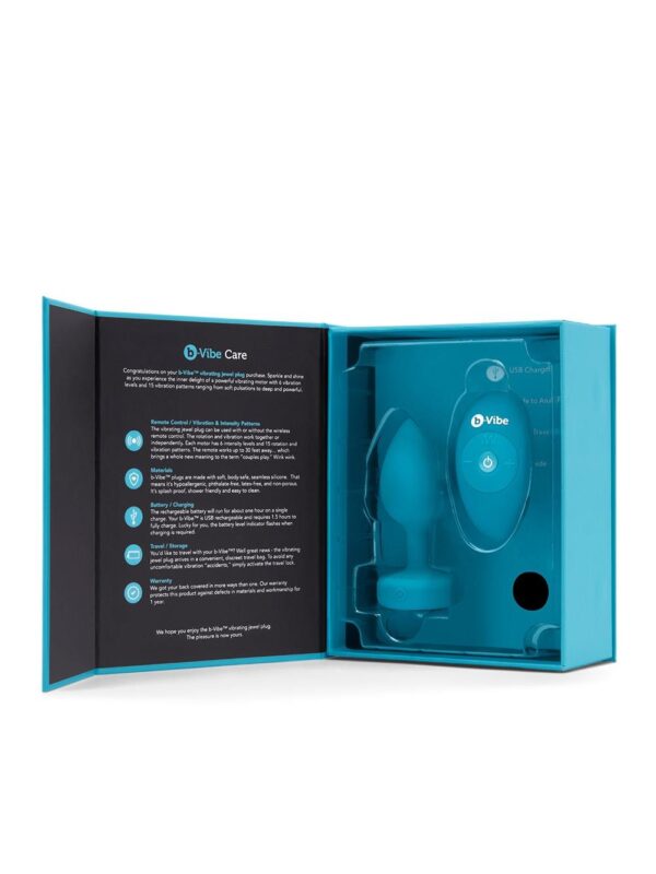 b-Vibe – Vibrating Jewel Plug S/M Teal anaaltropp