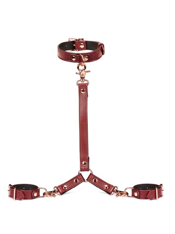 Liebe Seele – Wine Red Collar And Wrist Restraint Harness BDSM-tarvik