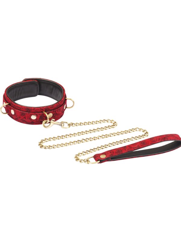Liebe Seele – Kinbaku Ukiyoe Red Rosy Leather Collar And Leash kaelarihm