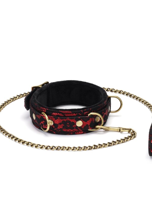 Liebe Seele – Victorian Garden Lace And Velvet Collar With Leash kaelarihm