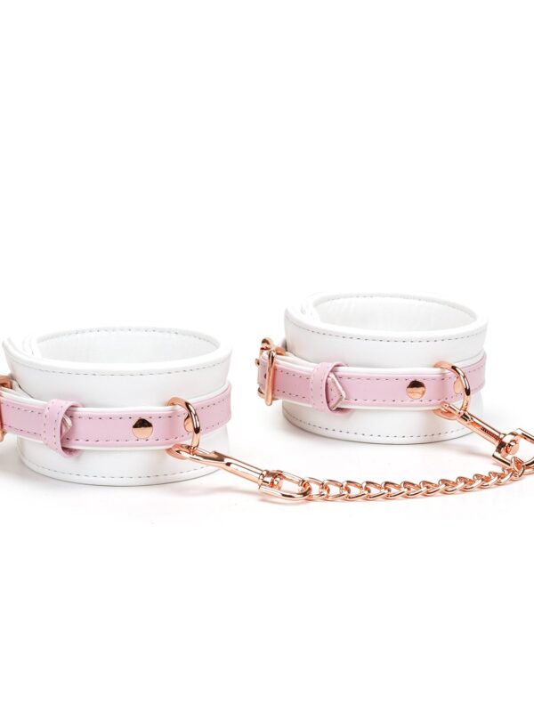 Liebe Seele – White & Pink Fairy Goat Leather Hand Cuffs käerauad