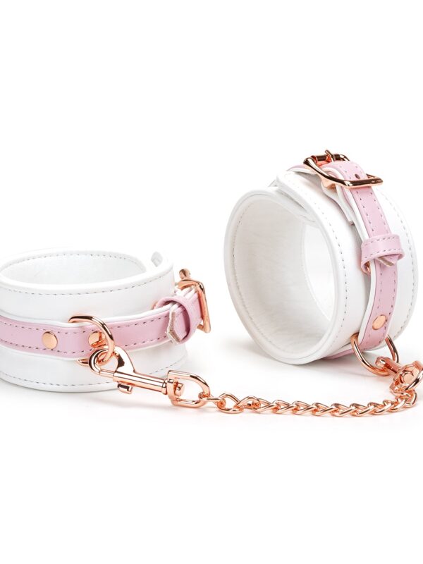 Liebe Seele – White & Pink Fairy Goat Leather Ankle Cuffs käerauad