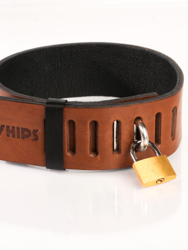 Whips – Primal Bond Brown Lock Collar kaelarihm