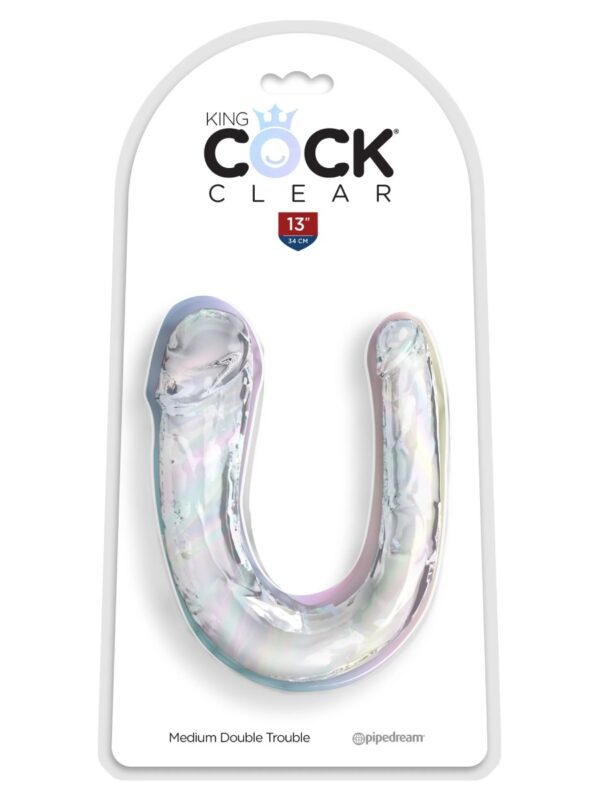 King Cock – Double Trouble 34 cm Clear Medium dildo