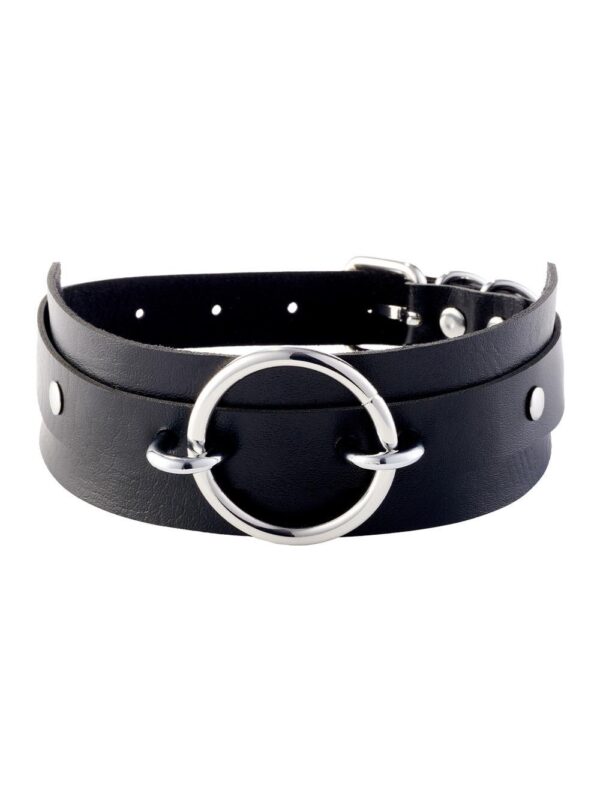 Kinky Diva – O-Ring Front Collar Black/Silver kaelarihm