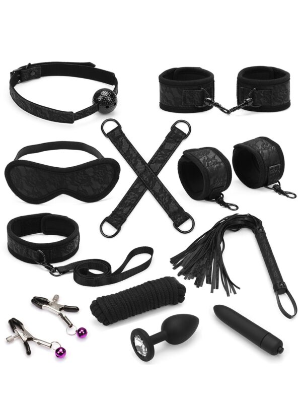 Liebe Seele – Black Lace And Neoprene 11Pcs Bondage Kit BDSM-komplekt