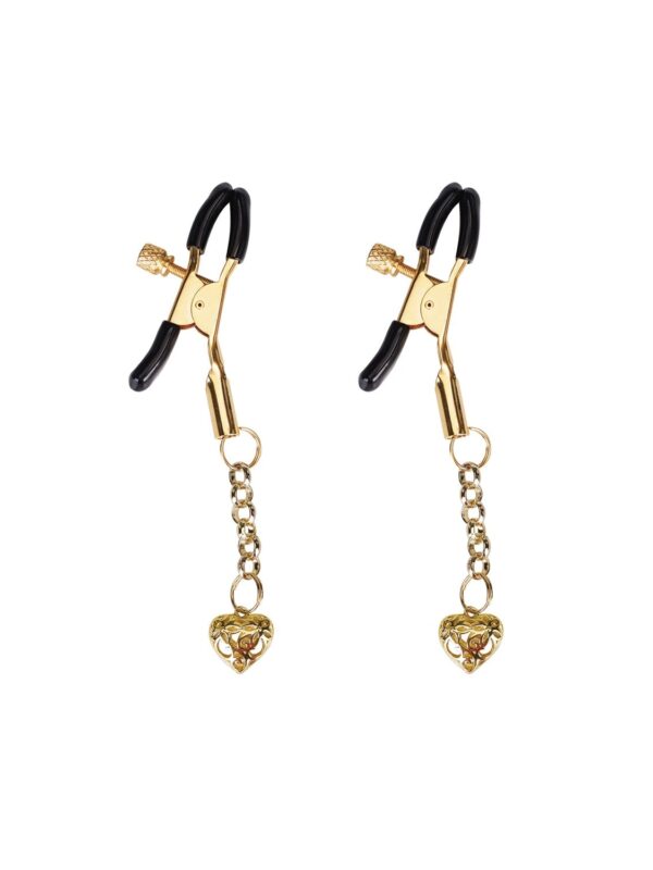 Liebe Seele – Gold Hollow Heart Nipple Clamps nibuklambrid